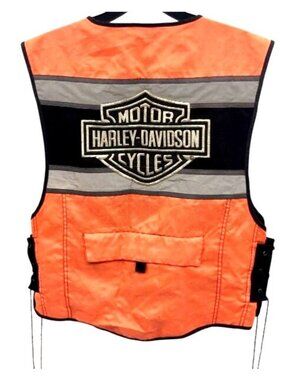 Harley-Davidson Men's Hi-Vis Orange Reflective Riding Vest‎ Size S-L